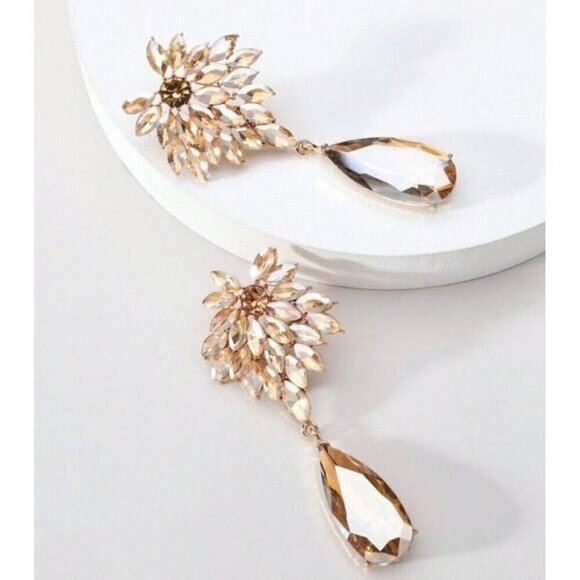 Elegant Glass Natural Earrings Champagne - Picture 1 of 2